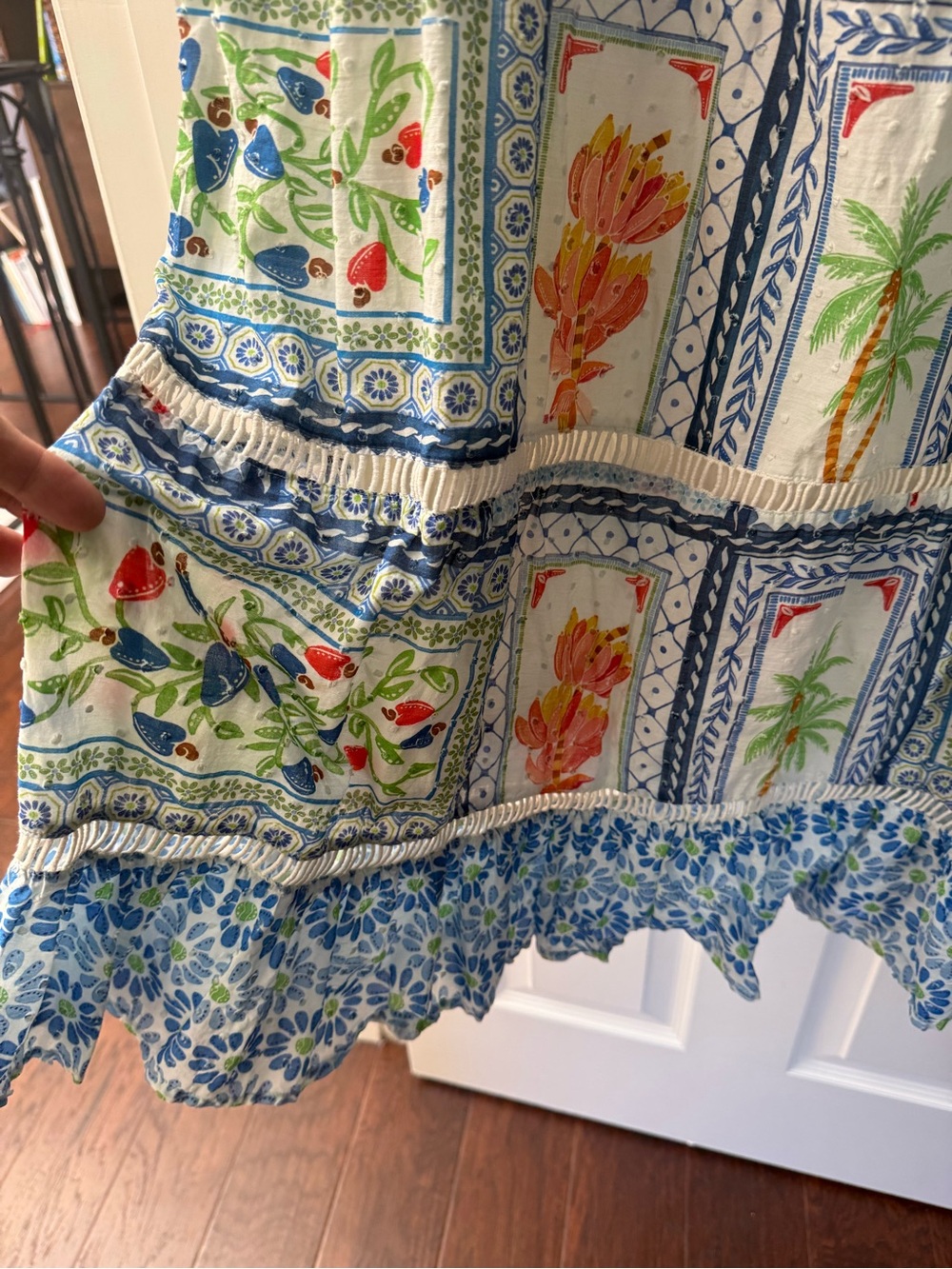 FARM Rio Blue White Floral Patchwork Maxi Dress - Picture 5 of 6